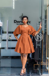 Elegant brown skater dress